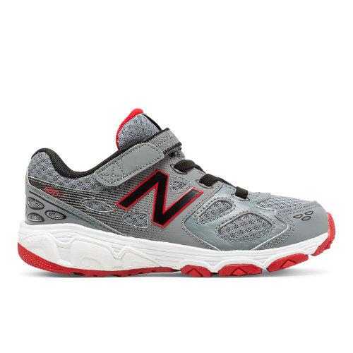 New Balance Hook And Loop 680v3 Kids Running Shoes - Grey/black/red (ka680cry)