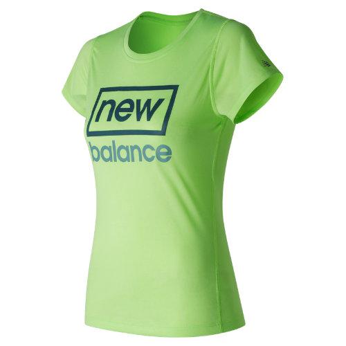 New Balance 53184 Women's Heathered Ss Tee Graphic - Green (wt53184loh)