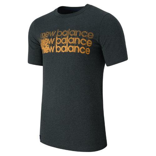 New Balance 53512 Men's Short Sleeve Graphic Tee - Heather Charcoal, Gold Rush (mt53512hcg)