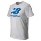 New Balance 4374 Men's Large Logo Tee - White, Laser Blue (met4374lsb)