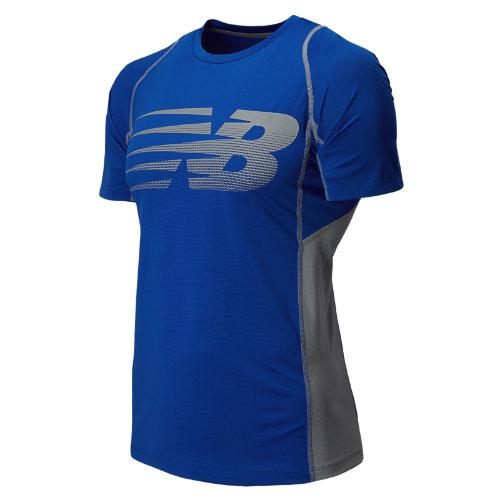 New Balance 5130 Men's Accelerate Short Sleeve Print - Optic Blue, Steel (mrt5130otb)