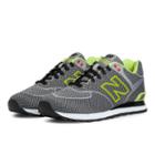 New Balance Woven 574 Men's 574 Shoes - Grey, Black, Lime Yellow (ml574gy)