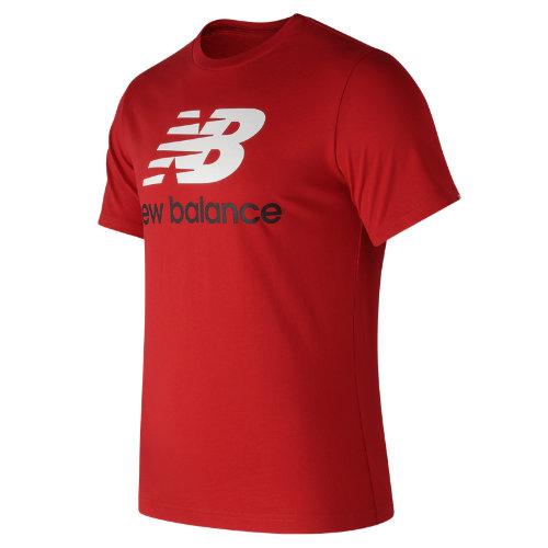 New Balance 73587 Men's Essentials Stacked Logo Tee - Red (mt73587rep)