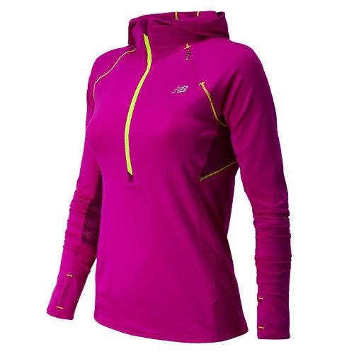 New Balance 4328 Women's Impact Hoodie - Poisonberry, Mulberry, Hi-lite (wrt4328pbr)