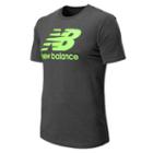 New Balance 4374 Men's Large Logo Tee - White, Chemical Green (met4374cmg)