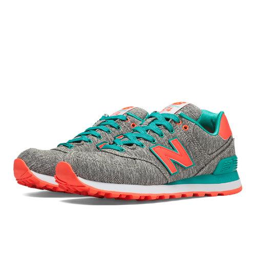 New Balance Static 574 Women's 574 Shoes - Tidepool, Grey, Coral (wl574gtd)