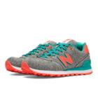 New Balance Static 574 Women's 574 Shoes - Tidepool, Grey, Coral (wl574gtd)