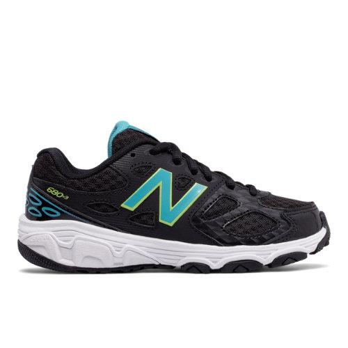 New Balance 680v3 Kids Grade School Running Shoes - Black/blue/yellow (kr680bxy)
