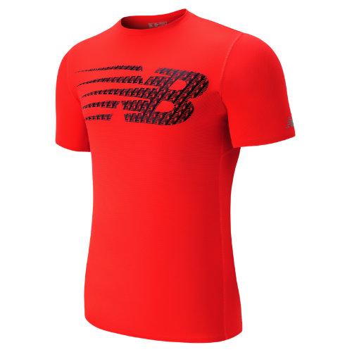 New Balance 53066 Men's Accelerate Short Sleeve Printed Top - Flame (mt53066flm)