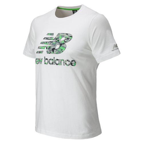 New Balance 5123 Men's Nb Camo Ss Tee - White, Acidic Green, Silver (amlt5123wt)
