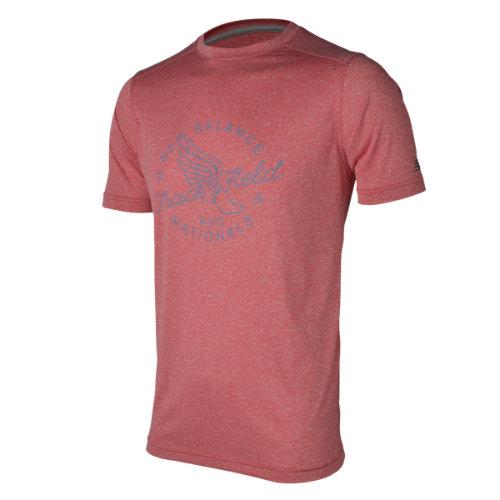 New Balance 61091 Men's Ss Graphic Heather Tech Tee - Chrome Red (mt61091ced)
