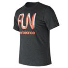 New Balance 73083 Men's Heather Tech Run Graphic Short Sleeve - Grey (mt73083bkh)