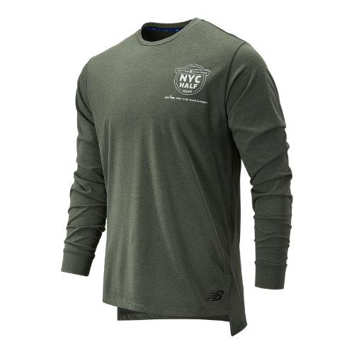New Balance 91049 Men's Nyc Half R.w.t Long Sleeve Heather Tech Tee - Green (mt91049cslg)