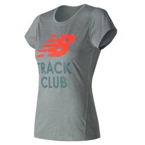 New Balance 53184 Women's Heathered Ss Tee Graphic - Grey/orange (wt53184gyo)