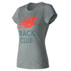 New Balance 53184 Women's Heathered Ss Tee Graphic - Grey/orange (wt53184gyo)