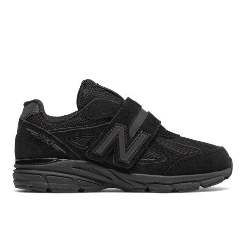 New Balance Hook And Loop 990v4 Kids' Pre-school Running Shoes - Black (kv990tbp)