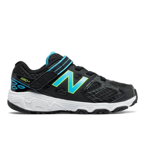 New Balance Hook And Loop 680v3 Kids Running Shoes - Black/blue/yellow (ka680bxy)