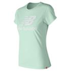 New Balance 91546 Women's Essentials Stacked Logo Tee - Blue (wt91546wvp)