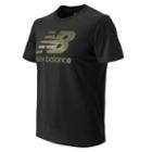 New Balance 4374 Men's Large Logo Tee - Black, White, Blue (met4374bk)
