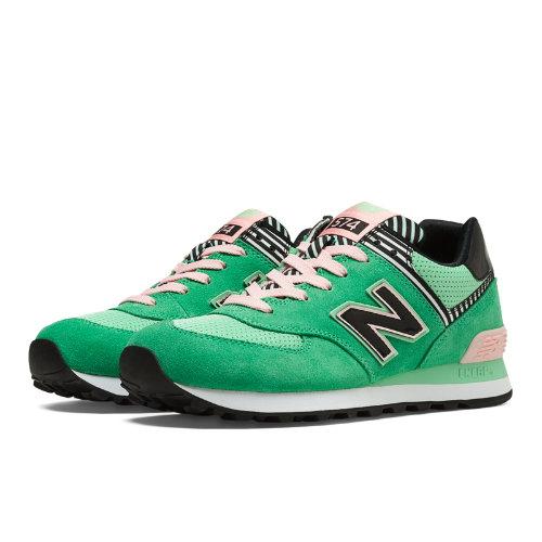 New Balance 574 Palm Springs Women's 574 Shoes - Green Flash, Pink, Black (wl574bfs)
