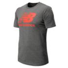 New Balance 4374 Men's Large Logo Tee - Heather Charcoal, Fireball (met4374fal)