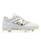 New Balance Low-cut Bold And Gold Hero 4040v3 Metal Cleat Men's Low-cut Cleats Shoes - White/gold (l4040wg3)