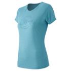 New Balance 53184 Women's Heathered Ss Tee Graphic - Blue (wt53184bys)