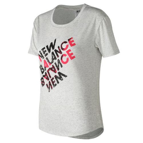 New Balance 73124 Women's Graphic Heather Tech Tee - Off White (wt73124sah)