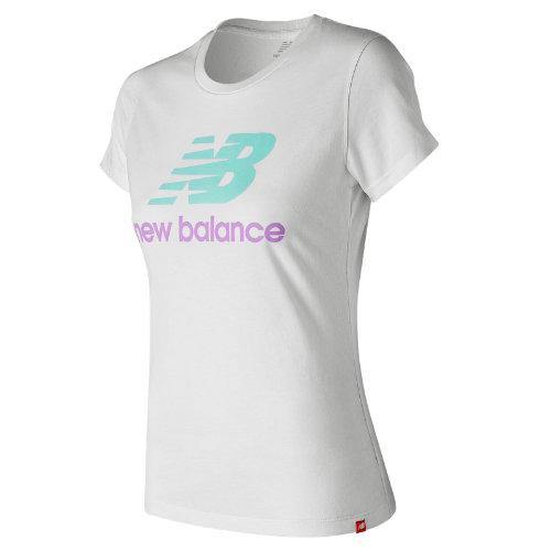 New Balance 91546 Women's Essentials Stacked Logo Tee - White (wt91546wt)