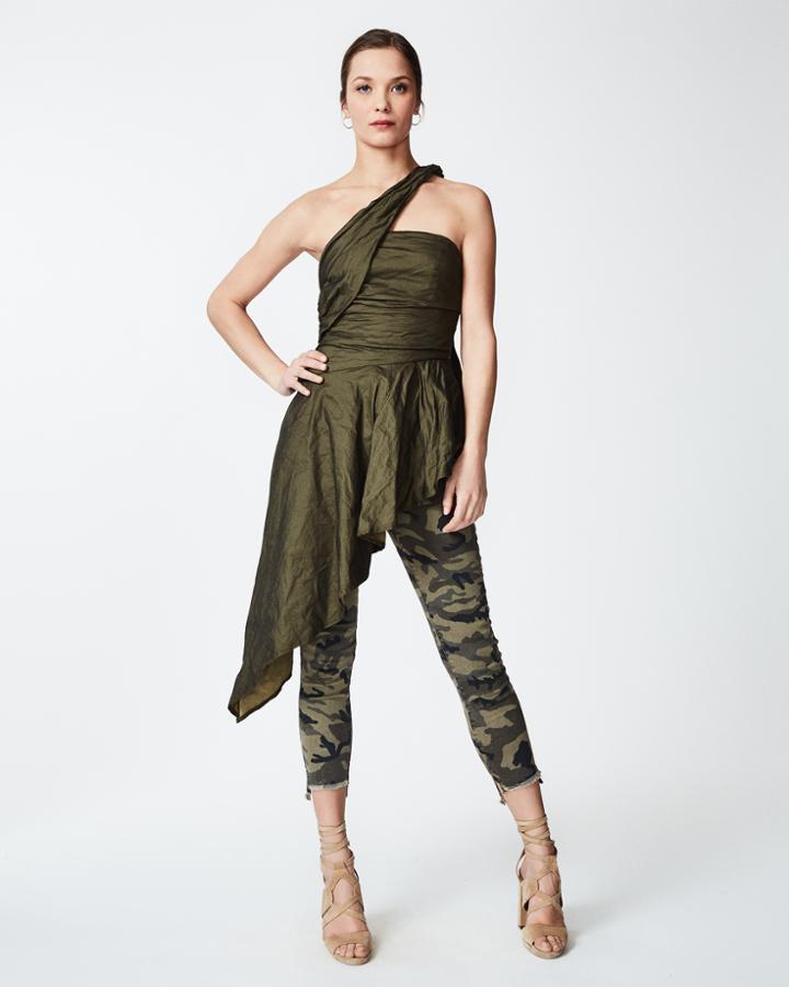 Nicole Miller Cotton Metal Asymmetrical Blouse