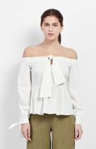Nicole Miller Poplin Off The Shoulder Top