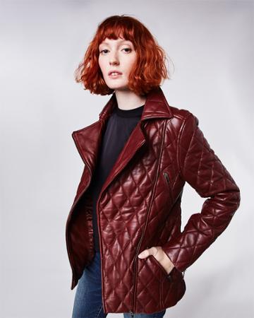 Nicole Miller Quilted Leather Moto Jacket