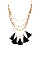 Nicole Miller Panama Bead And Coin Tassel Necklace