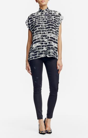 Nicole Miller Bricks Silk Blouse