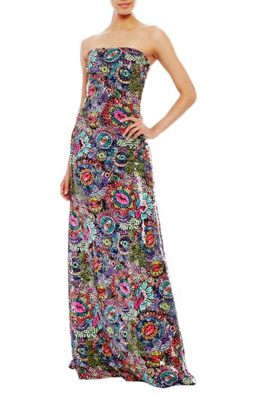 Nicole Miller Eyes And Lips Sequins Gown