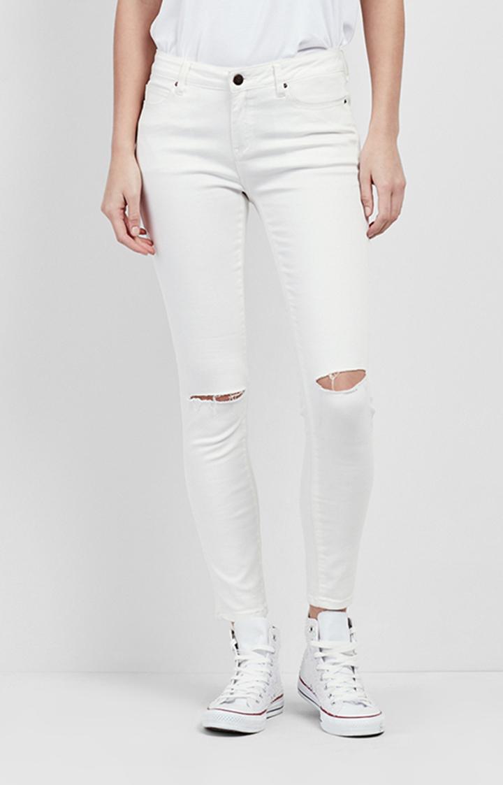 Nicole Miller White Slashed Jeans