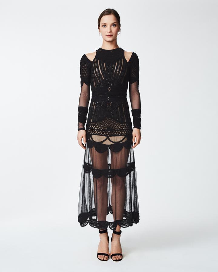 Nicole Miller Beaded Crochet Gown