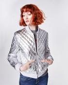 Nicole Miller Quilted Leather Bomber Jacket