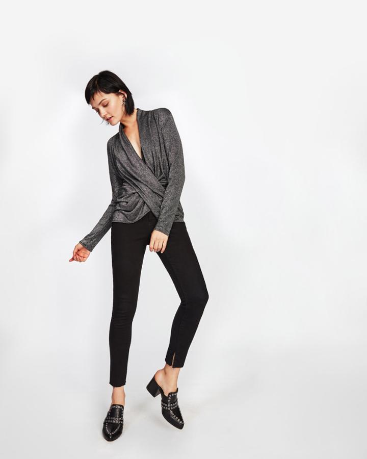 Nicole Miller Glitz Long Sleeve Blouse