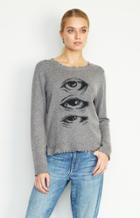 Nicole Miller Printed Cashmere Eyes Sweater