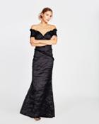 Nicole Miller Off The Shoulder Techno Metal Ruffle Gown
