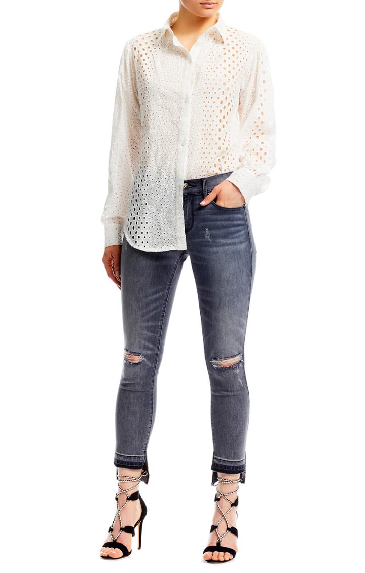 Nicole Miller Horizon Dots Eyelet Shirt