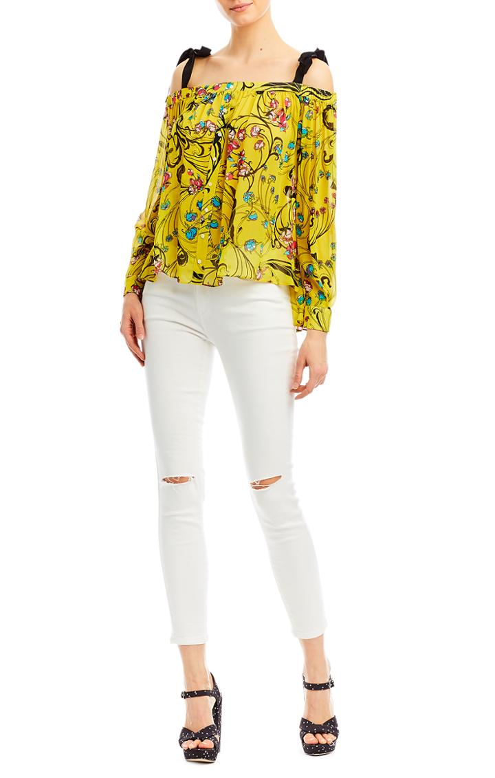 Nicole Miller Floral Swirl Silk Blouse