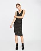Nicole Miller Gold Zig Zag Midi Dress