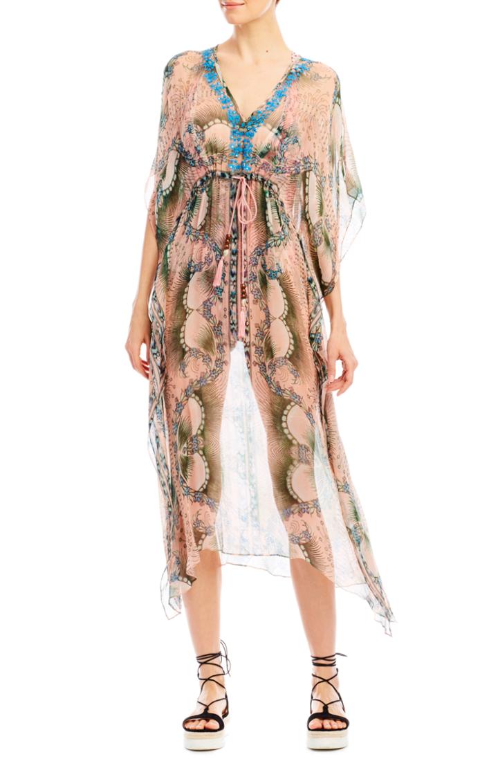 Nicole Miller Tropical Peacock Maxi Caftan