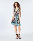 Nicole Miller Brocade Flora Pleated Dress