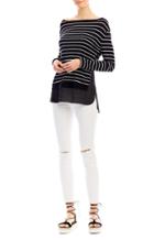 Nicole Miller Stripe Long Sleeve Sweater