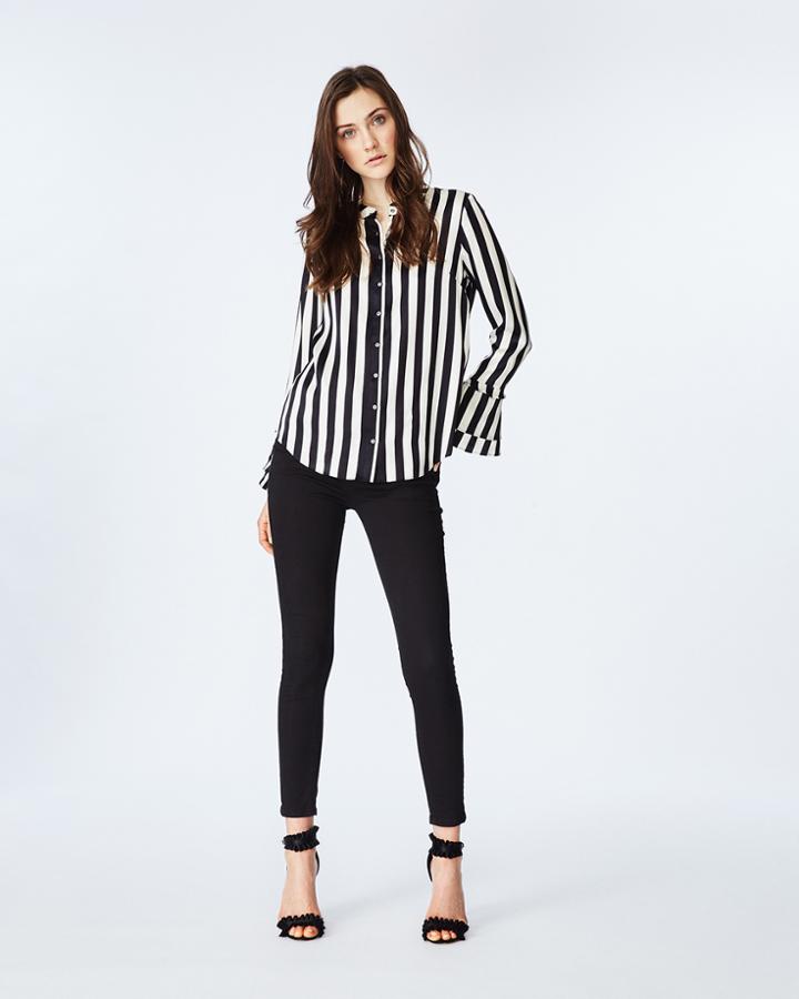 Nicole Miller Getaway Stripe Boyfriend Blouse