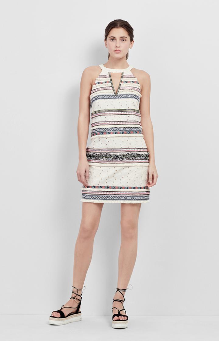 Nicole Miller Tribal Eyelet Halter Dress
