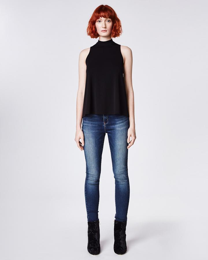 Nicole Miller Mock Neck Jersey Tank
